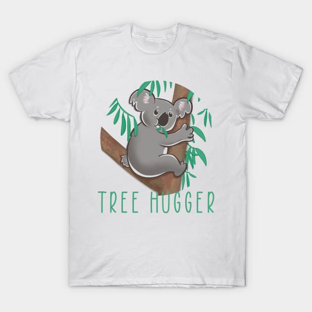 Cute koala nomming on leaves illustration Tree Hugger T-Shirt by SusanaDesigns